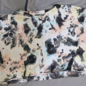 Colsie Pastel & Charcoal Cloud Tie-Dye Cropped Sweatshirt - Large
